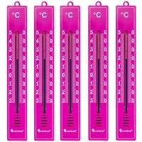Lantelme Raumthermometer 5 Stück Außenthermometer Set Thermometer für Innen Außen Garten Analog, Gartenthermometer 5 Stück im Set, 17cm Lang, Deutsche Herstellung, Farbwahl, Temperaturanzeige -30 bis 50°C