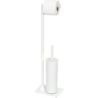 WENKO WC-Garnitur Modell Hella, Standgarnitur aus Stahl, Toilettenpapierhalter und WC-Bürstenhalter