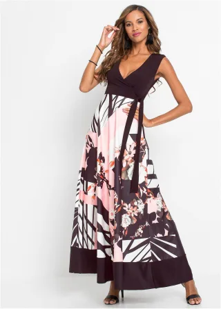 bonprix Maxikleid mit V-Ausschnitt, schwarz, Gr.48/50 (XL), Ärmelloses Maxikleid mit weitem Rock
