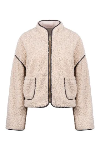 Nukus - Fleecejacke mit Zipper beige - Gr. - XS