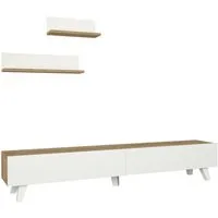 en.casa TV-Schrank »Saarijärvi« Fernsehtisch mit 2 Regalen Eiche-Optik/Weiß