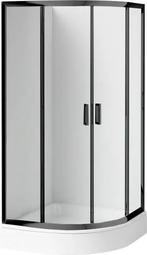 Neuesbad Set: Schwarz halbrund Duschkabine Transparent Glas + Duschwanne 80X80CM NB1DEKDDZN52K1