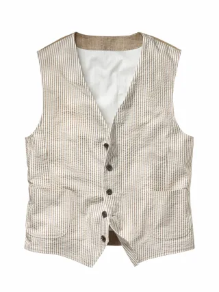 Mey & Edlich Herren Louisiana-Weste Beige Seersucker: 99 % Baumwolle, 1 % Elasthan