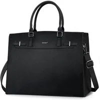 TAN.TOMI Aktentasche Handtasche Damen Shopper Damen Große Schwarz Gross Laptop Tasche, 15.6 Zoll Elegant Leder Umhängetasche für Büro Arbeit Schule