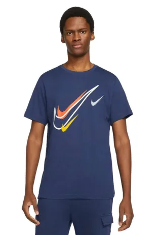 Nike Herren Court Swoosh Logo T-Shirt in Marineblau