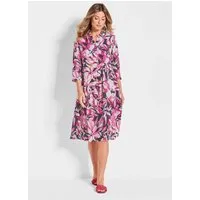 GOLDNER Blusenkleid Hemdblusenkleid mit Allover-Print Druckkleid mit Hemdkragen und Taschen, Halbarm