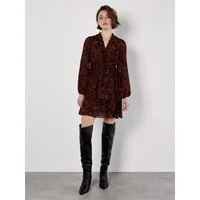 Apricot Minikleid Druckkleid mit Batik-Paisley-Muster