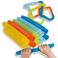 alldoro Fidget-Gadget Flexi Pop Tubes, 10 Stretch-Röhren Ø 3 cm, ausziehbar & biegsam, Sensorik-Spielzeug für Kinder & Erwachsene, Anti-Stress & bei ADHS