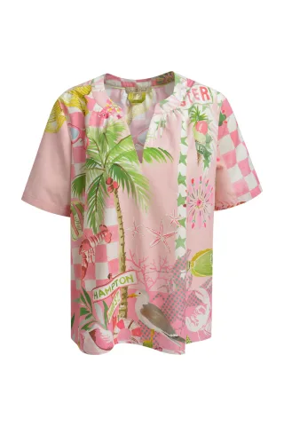 Smith&Soul - Short Slv V-neck Blouse powder rosã© print - Gr. - S