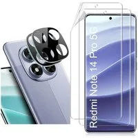 CLM-Tech Displayschutzfolie 2X Schutzfolie für Xiaomi Redmi Note 14 PRO 5G Kameraschutz 2X für Xiaomi Redmi Note 14 Pro 5G, 4er Set Kameraglas aus 9H Glas Displayschutz Folie weich, 4 Stück, Anti-Fingerabdruck und blasenfreie Anbringung