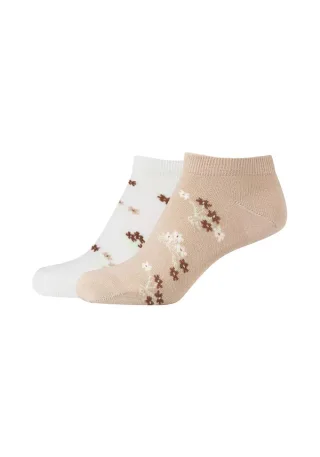s.Oliver Red Label - Gemusterte Sneaker Socken beige/weiß - Gr. - 38