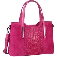ITALYSHOP24 Schultertasche Made in Italy Damen echt Leder Henkeltasche Shopper Lederhandtasche, Kroko Muster, Italienische Umhängetasche Cross Over Body Bag, Premium