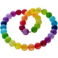 Bella Carina Perlenkette Polaris Perlen Kette 14 mm Regenbogen farben, Mit schillernden Polaris Perlen