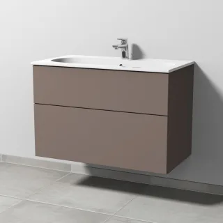 Sanipa 3way Waschtischunterbau zu Geberit Acanto Slim Waschtisch mit 2 Auszügen, Taupe-Matt SP4121T