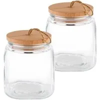 APS Vorratsglas Woody, Glas, (2-tlg), zum Dekorieren und Aufbewahren, 2 Liter