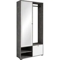 Home affaire Garderobenschrank DINO Kompaktgarderobe, Garderoben-Set DINO Mit Spiegel und Kleiderstange, 90 cm breit, Türanschlag wechselbar