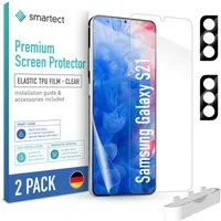 smartect Displayschutzfolie TPU Schutzfolie Klar für Samsung Galaxy S21, Set, 2 Stück, Anti-Fingerabdruck