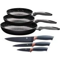 KING Pfannen-Set Küchenstart, Aluminium (Set, 6-tlg., 3 Pfannen, 3 Messer), Induktion, Keramikbeschichtung