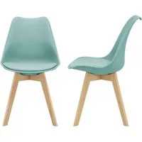 en.casa Esszimmerstuhl (Set, 2 St), »Fläten« mit Massivholzbeinen Kunstleder Mintgrün