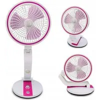 Verkgroup Tischventilator Klappbarer USB Ventilator Rosa mit LED Licht kabellos höhenverstellbar, 18 cm Durchmesser, Klappbarer USB Ventilator mit LED Licht und Akku