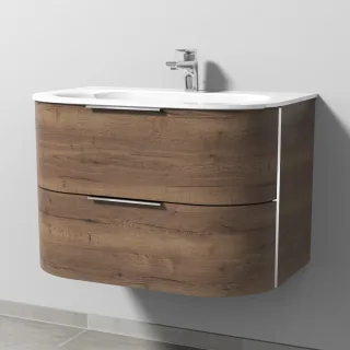 Sanipa 4balance Glas-Set mit 2 Auszügen, Eiche-Tabak, DG20250 DG20250