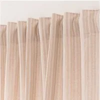 SCHÖNER LEBEN. Vorhang Gardine Basic Stripe Streifen natur weiß 245cm, Smokband, blickdicht, Baumwolle, made in Germany,handmade,vorgewaschen,pflegeleicht