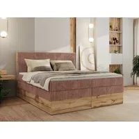 MKS MÖBEL Boxspringbett WOOD CLASSIC KING (Packung, Set, Topper T25/Visco, hohe Kopfteil, Multipocket-Matratze), Polsterbett, zwei Bettkästen, Möbelplattenelementen
