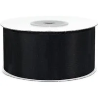 Creativery Satinband, Satinband 38mm x 25m Rolle Schwarz