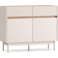 Lomadox Kommode DINAR-131, kaschmir matt Eiche-Dekor 104 cm breit Metallfüße grifflos modern