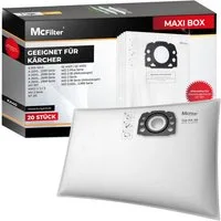 McFilter Staubsaugerbeutel Staubbeutel, passend für Kärcher KFI 357, WD 2 Plus, WD 3 Serie, KWD 1-3, SE 4001, SE 4002, 20 St., wie 2.863-314.0, für Nass-/Trockensauger, Kunststoffdeckscheibe