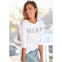 Elbsand 3/4-Arm-Shirt Iduna mit Logoprint, Baumwoll-Mix, lockere Passform