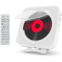 KINSI Wandmontierbarer CD Player,MP3-CD-Player,mit Bluetooth Lautsprecher CD-Player (FM Radio, A-B Wiederholung,Fernbedienung, Timer-Funktion)