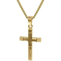 trendor Panzerkette Kreuz-Anhänger Gold 333 mit goldplattierter