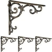 relaxdays Wandregalhalter Antike Regalwinkel im 4er Set, Bronze