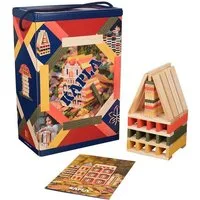 KAPLA® 200 Holzbausteine Herbstfarben mit Ideenheft, Pinienholz, ab 2 Spielbausteine