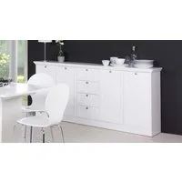 Finori Sideboard Sideboard Landwood weiß mit 4 Schubkästen Landhausstil 200 cm