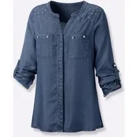 creation L Klassische Bluse Lyocell-Jeansbluse Langarm