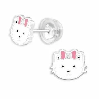Katzen Yin Yang Kinder Ohrringe aus 925 Silber