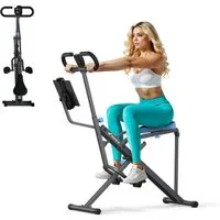 MERACH Bauchtrainer Bauchmuskeltrainer, Rückentrainer mit Tablet-Halter (3 einstellbare Widerstandsbänder, bis 158 kg Heimtrainer, klappbar, 1-St., Platzsparend, verstellbarem Sitz, Armlehne und Lenker, LCD-Monitor), Kniebeugentrainer für Zuhause, Ga