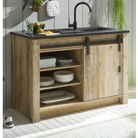 Furn.Design Spülenunterschrank Stove (Küchenschrank in Used Wood Vintage, B x H ca. 133 x 93 cm) für Spüle oder Ceranfeld