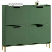 SoBuy Schuhkipper FSR100, Schuhschrank schmal mit 4 Klappen, Flurschrank Schuhregal, Schuhkipper schmal, für Kleine Wohnungen, Enge Flure & Durchgänge