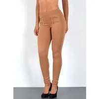 ESRA Stretch-Hose Sehr enge Damen Treggings Hose Gummi-Bund Stretch Hose J189 Damen High Waist Skinny Hose mit elastischem Bund Treggings Hose