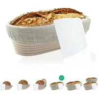 riijk Gärkorb Gärkörbchen Set inkl. Gratis Teigschaber, (zum Brotbacken), mit Leinentuch und Teigschaber