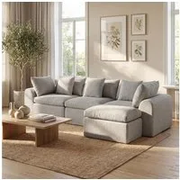 FUFU&GAGA Ecksofa Modulares Wolken-Sofa mit Armlehnen, Bouclé, hellgrau, 275 cm breit