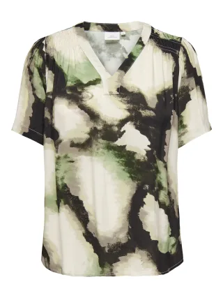 ONLY CARMAKOMA - CARKERSTIN S/S V-NECK TOP AOP Oatmeal - Gr. - 46
