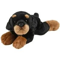 Teddys Rothenburg Kuscheltier Rottweiler 30 cm schwarz/braun liegend Plüschhund Stofftier (Plüschtier, Stoffhund, Plüschrottweiler, Stoffrottweiler)