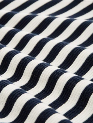 Tom Tailor - Strickpullover aus Baumwolle dark navy white stripe - Gr. - L