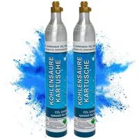 BlueCraft CO₂-Zylinder CO2-Kartusche Soda 425g für je bis zu 60 Liter Sprudel Wasser, 2 St., abgefüllt in Deutschland - geeignet für SodaStream Wassersprudler