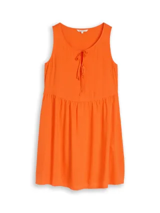 Denim Tom Tailor - Mini-Kleid mit Leinenanteil fiery orange - Gr. - XS