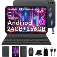 TABWEE Android 16 13.4" mit Tastatur/Maus/Stift/Kopfhörer 10000mAh 120HZ Tablet (13.4", 256 GB, Android16, 10000 mAh, Android 16, Gemini AI, mit Zubehör, Kabel-Headset)